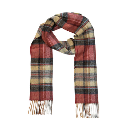 Red Grey Straw Plaid Long Lambswool Scarf