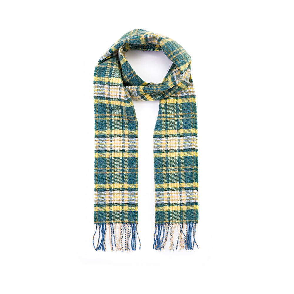 Yellow & Green Mix Check Long Lambswool Scarf