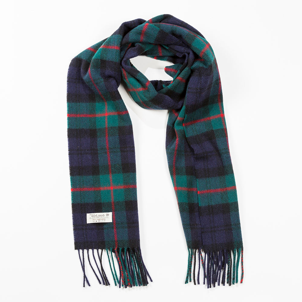 Navy, Red & Bottle Green Check Lambswool Scarf