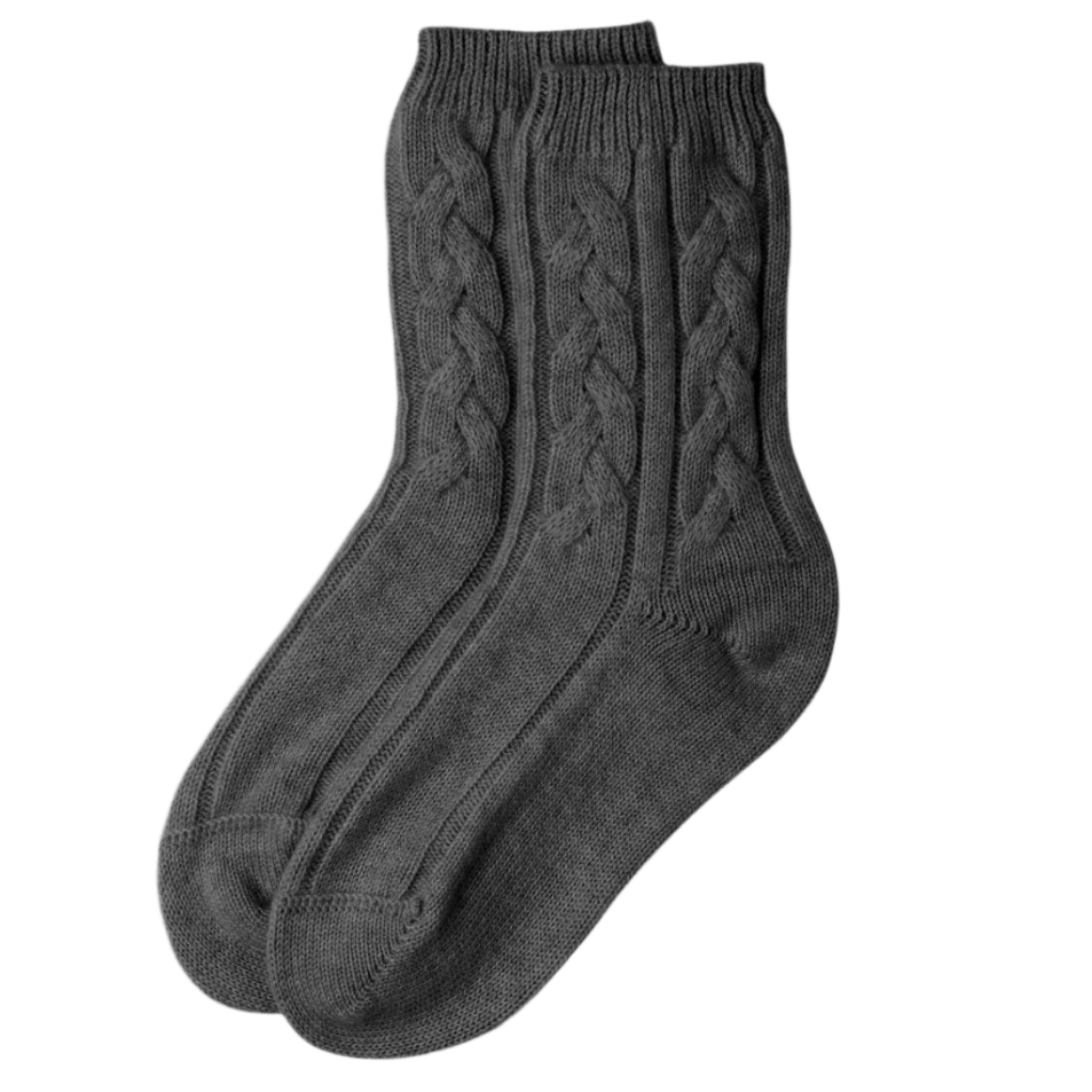 Charcoal Grey Cable Cashmere Bed Socks