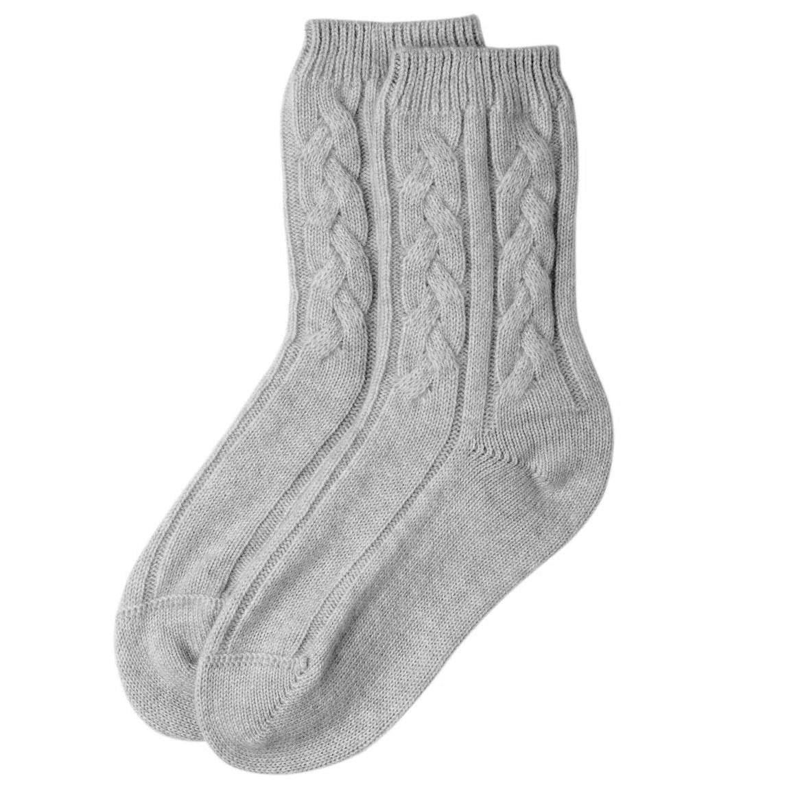 Grey Cable Cashmere Bed Socks