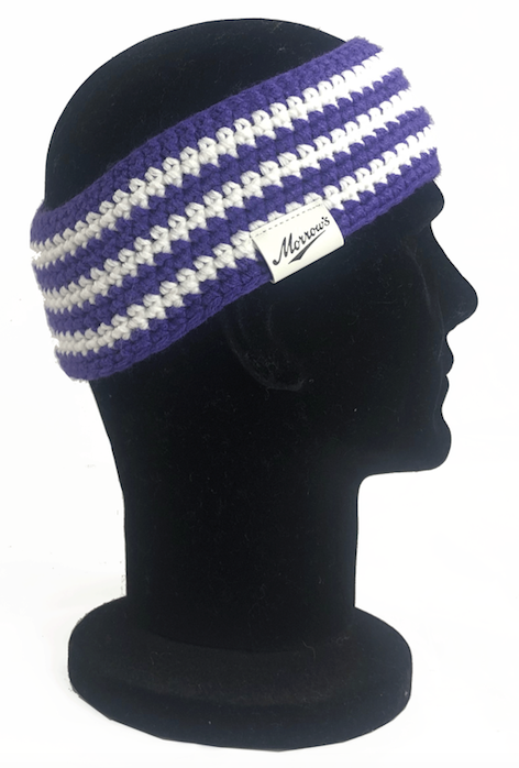 white and purple headband