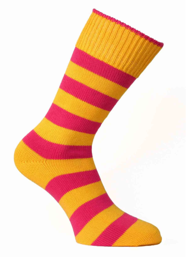 Yellow and Pink striped socks made in england