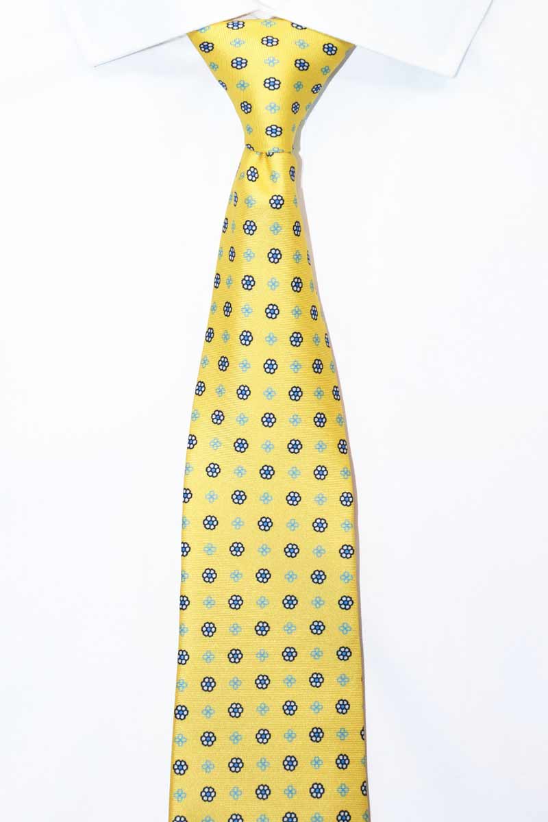 Buy Yellow Hand Painted Raindrop Design Silk Necktie. Yellow Original Designer Necktie Original Crepe de Chine Tie.