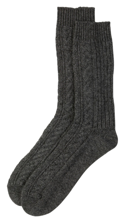 Charcoal Cashmere Cable Knit Socks